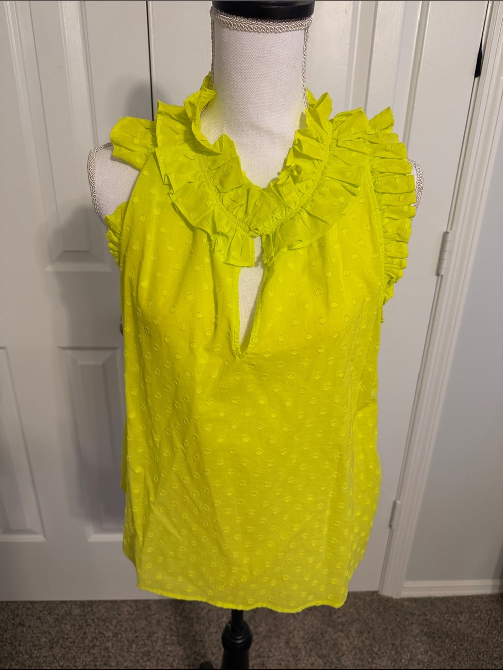 J. Crew Neon Ruffle V-Neck Sleeveless Blouse